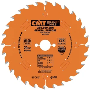 Pilový kotouč pro podélné a příčné řezy - D160x2,2 d20 Z28 HW Odhlučněný, - C28516028H, CMT Orange Industrial