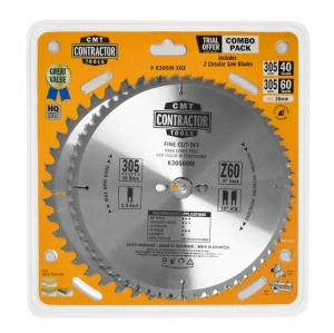 Sada Contractor Pilových kotoučů na dřevo - D305x2,8 d30 Z40+Z60 HW, 2ks, - C-K305M-X02, CMT