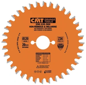 Pilový kotouč na lamino, plast a neželezné kovy - D120x1,8 d20 Z36 HW, - C29612036H, CMT Orange
