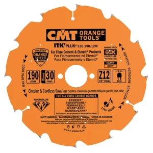 Diamantový pilový kotouč na cementotřískové desky - D190x2,2 d30 Z12, - C23619012M, CMT ITK