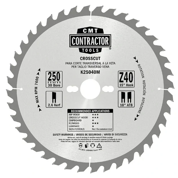 Sada Contractor Pilových kotoučů na dřevo - D250x2,6 d30 Z24+Z40 HW, 2ks, - C-K250M-X02, CMT