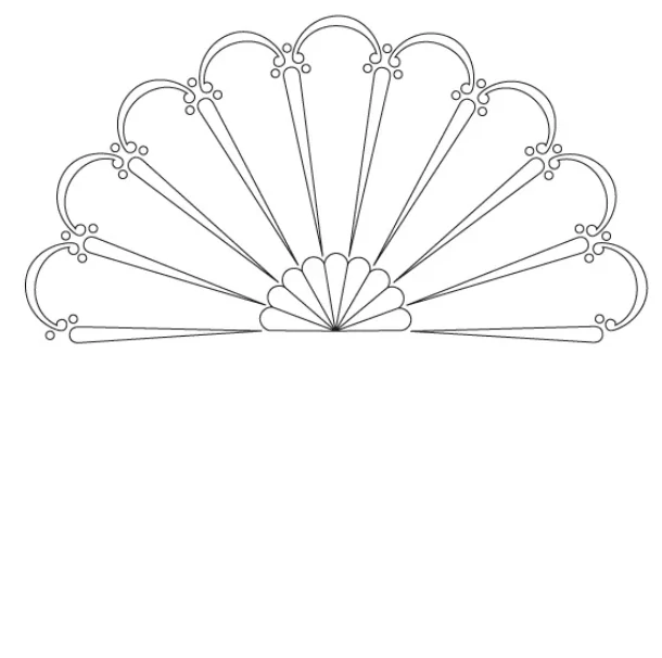 Šablona na ornamenty růžicové vzory Velký španělský vějíř 400mm, CRCS-801, CMT
