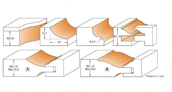Sada stopkových fréz, dvířková oboustranná 6ks, S: 12,7mm, C80052011, CMT