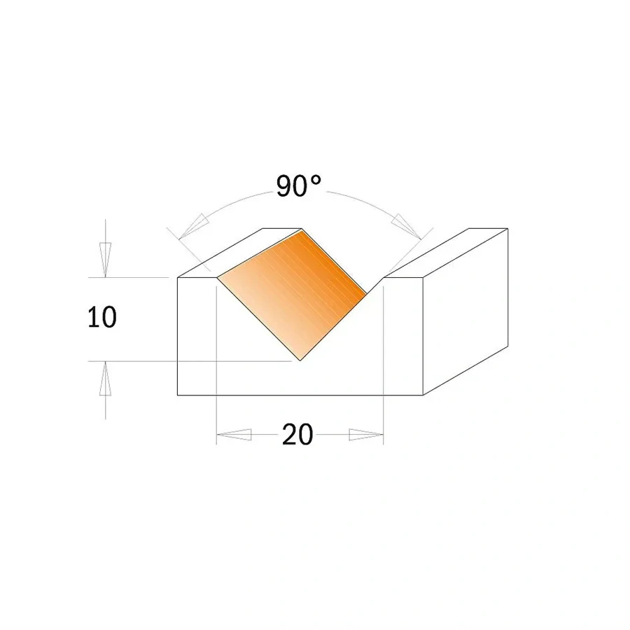 Žiletková fréza HW na V drážku - 90° D23x11 L60 S=8, F051-23081, IGM