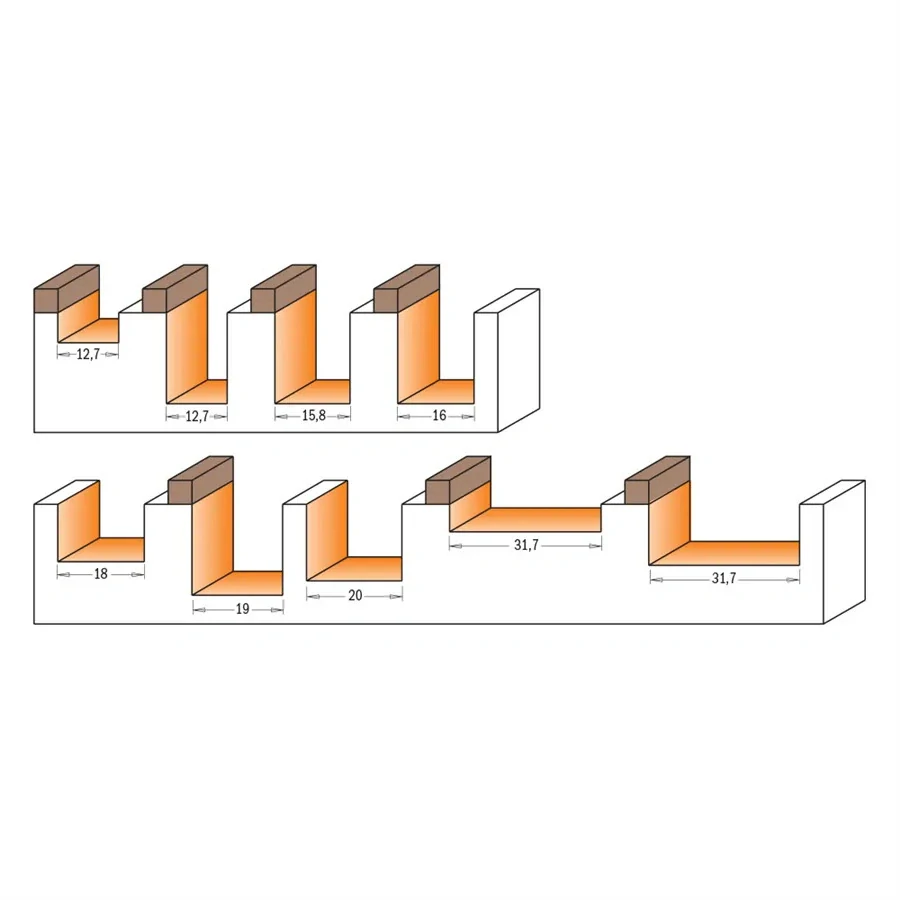 Dlabací a srovnávací fréza s ložiskem - D16x19 B16 S=8 HW, C90116011B, CMT