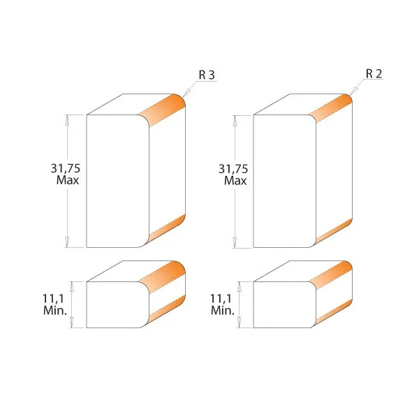 Zaoblovací oboustranná fréza - R2 nebo 3 I11,1-31,75 S=12 HW, C90062211, CMT