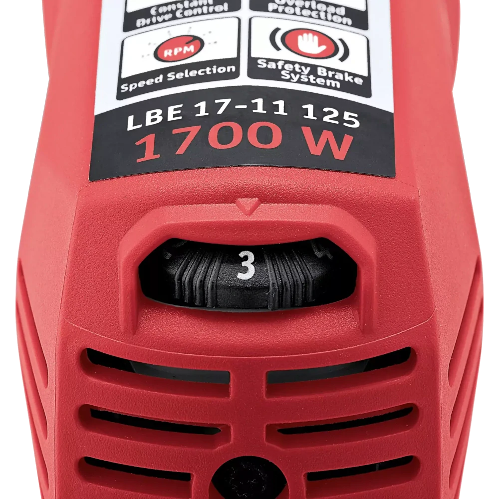 Úhlová bruska 1700 W s variabilními otáčkami a brzdou, 125 mm, LBE 17-11 125, FLEX
