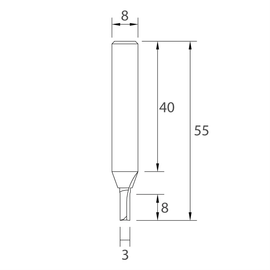Drážkovací fréza - D3x8 L55 S=8 HWM, M101-03081, IGM