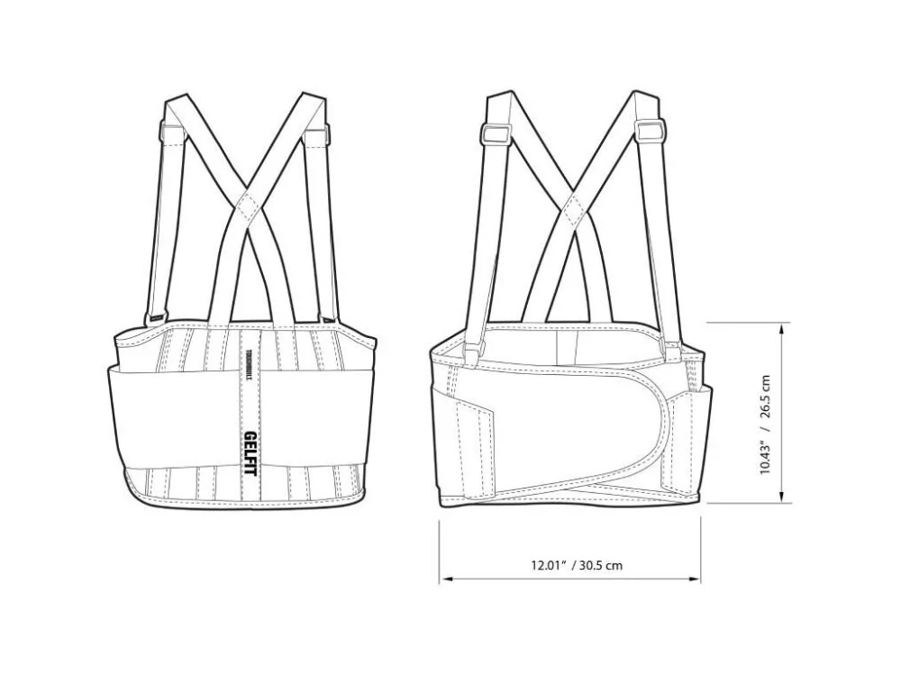 Bederní pás s ramenními popruhy (šlemi) velikost M, TB-45G-M, ToughBuilt