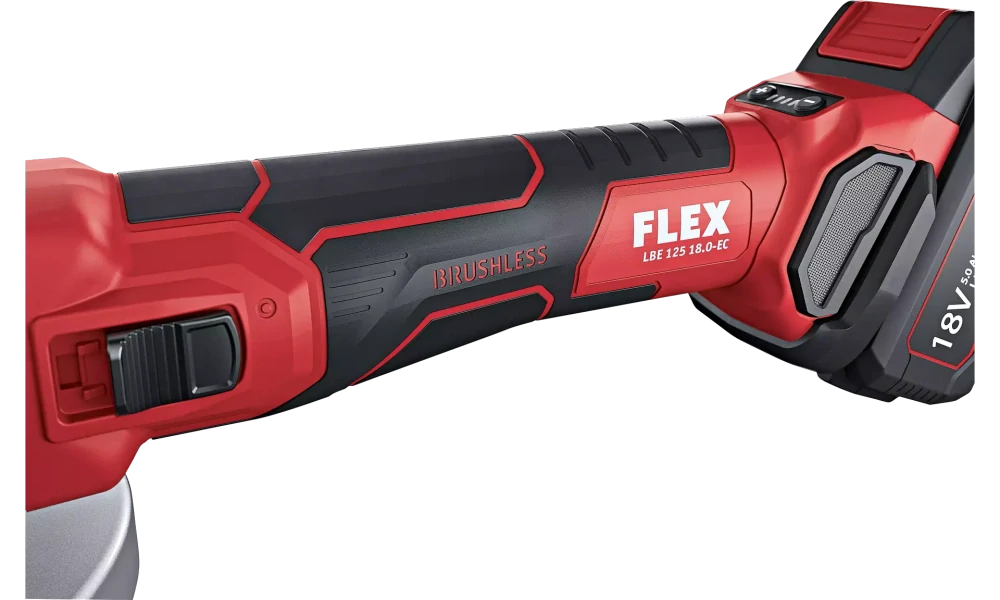 Aku-úhlová bruska s variabilními otáčkami a brzdou 18,0 V, 125 mm, LBE 125 18.0-EC/5.0 Set, FLEX