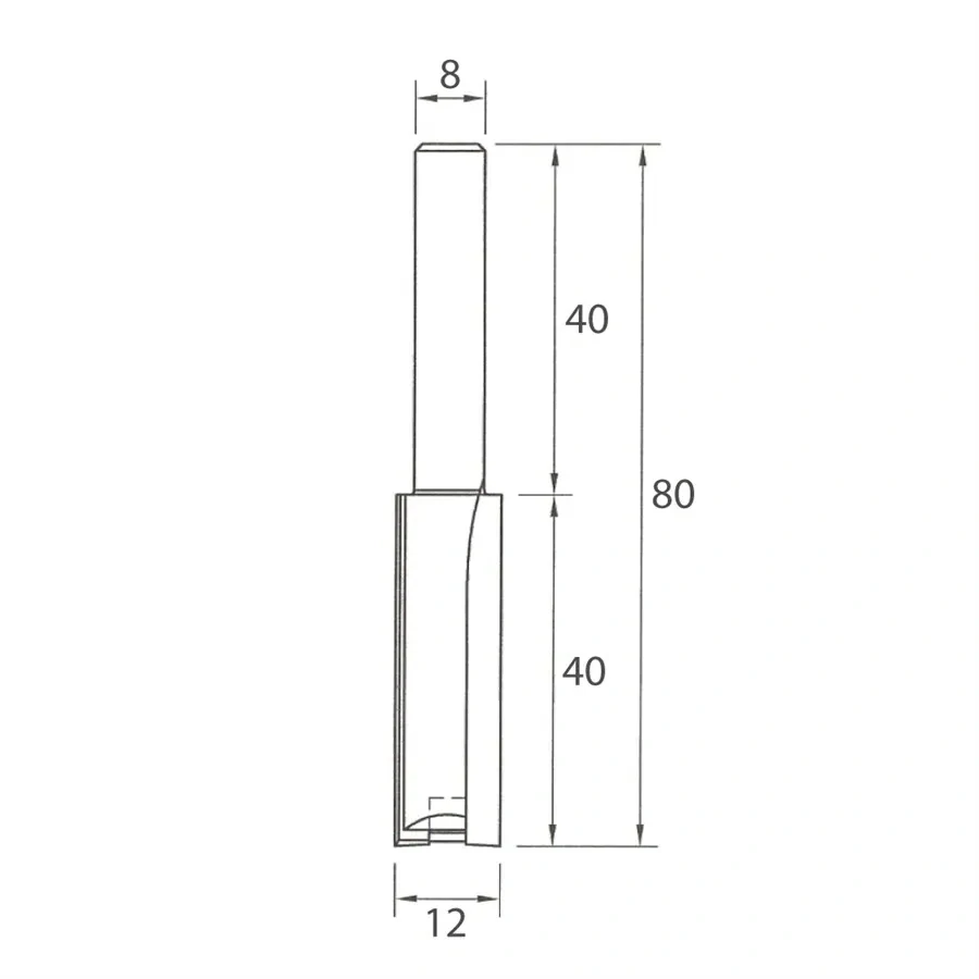 Drážkovací fréza se zavrtávacím zubem - D12x40 L80 S=8 HW, M110-92081, IGM