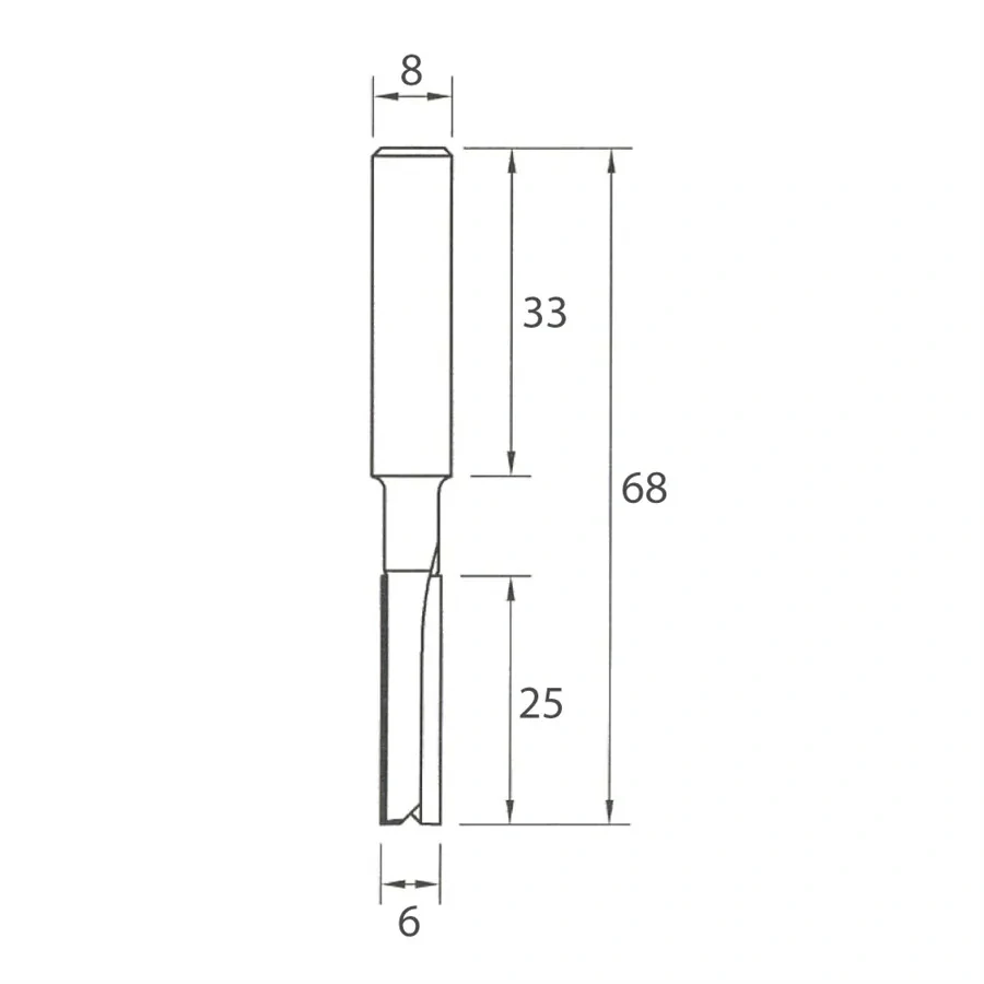 Drážkovací fréza - D6x25 L68 S=8 HW, M100-06081, IGM