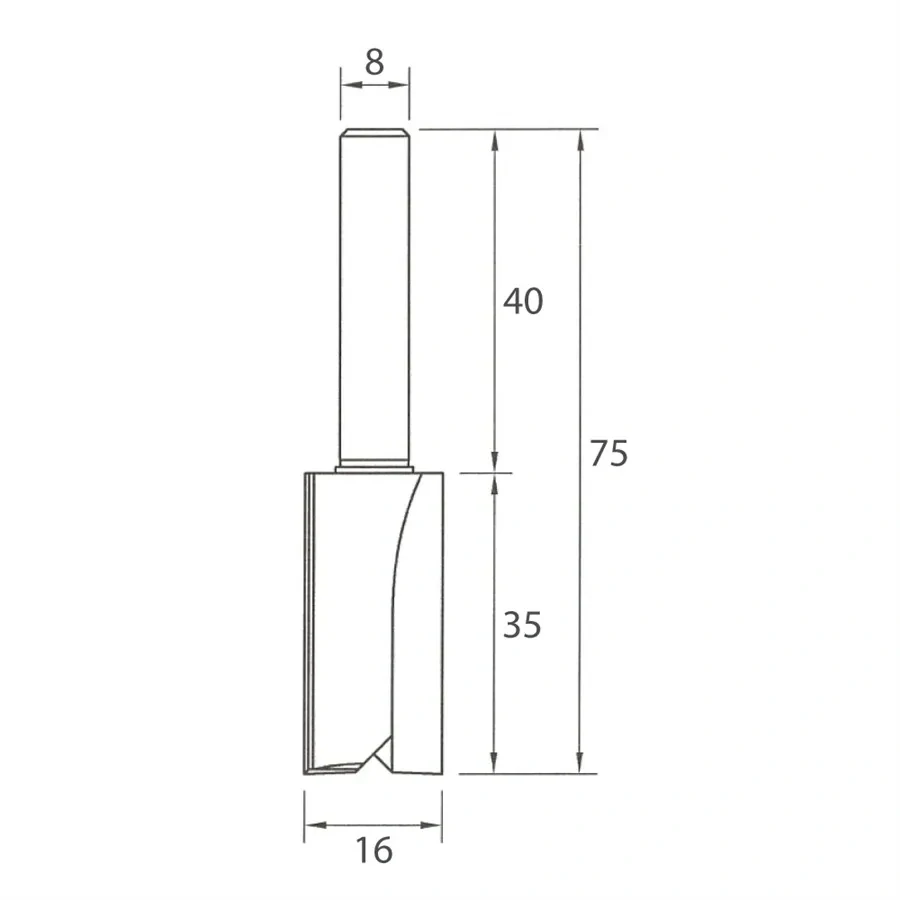 Drážkovací fréza - D16x35 L75 S=8 HW, M100-16181, IGM