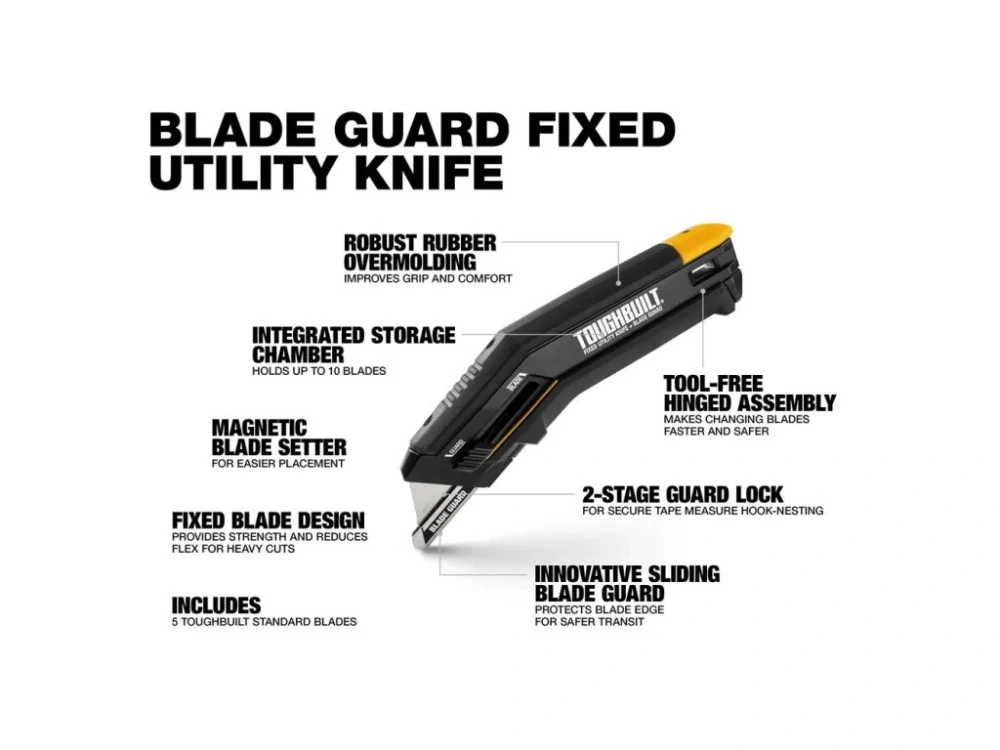 Nůž s pevnou čepelí a posuvným krytem, TB-H4-11-G, ToughBuilt